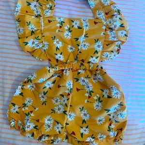 Mustard Yellow Daisy Infant Romper